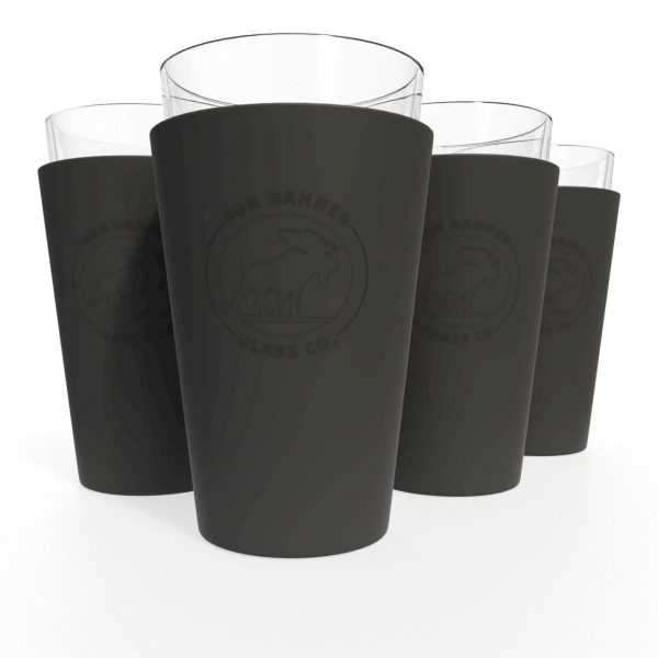 Black Insulated Pint Glass - 4 pack