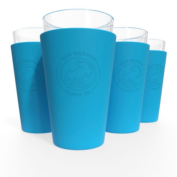 Blue Insulated Pint Glass - 4 pack