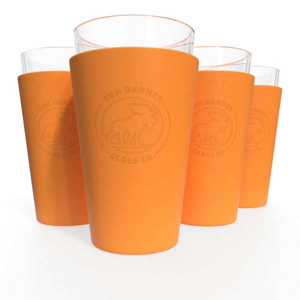 Orange Insulated Pint Glass - 4 pack